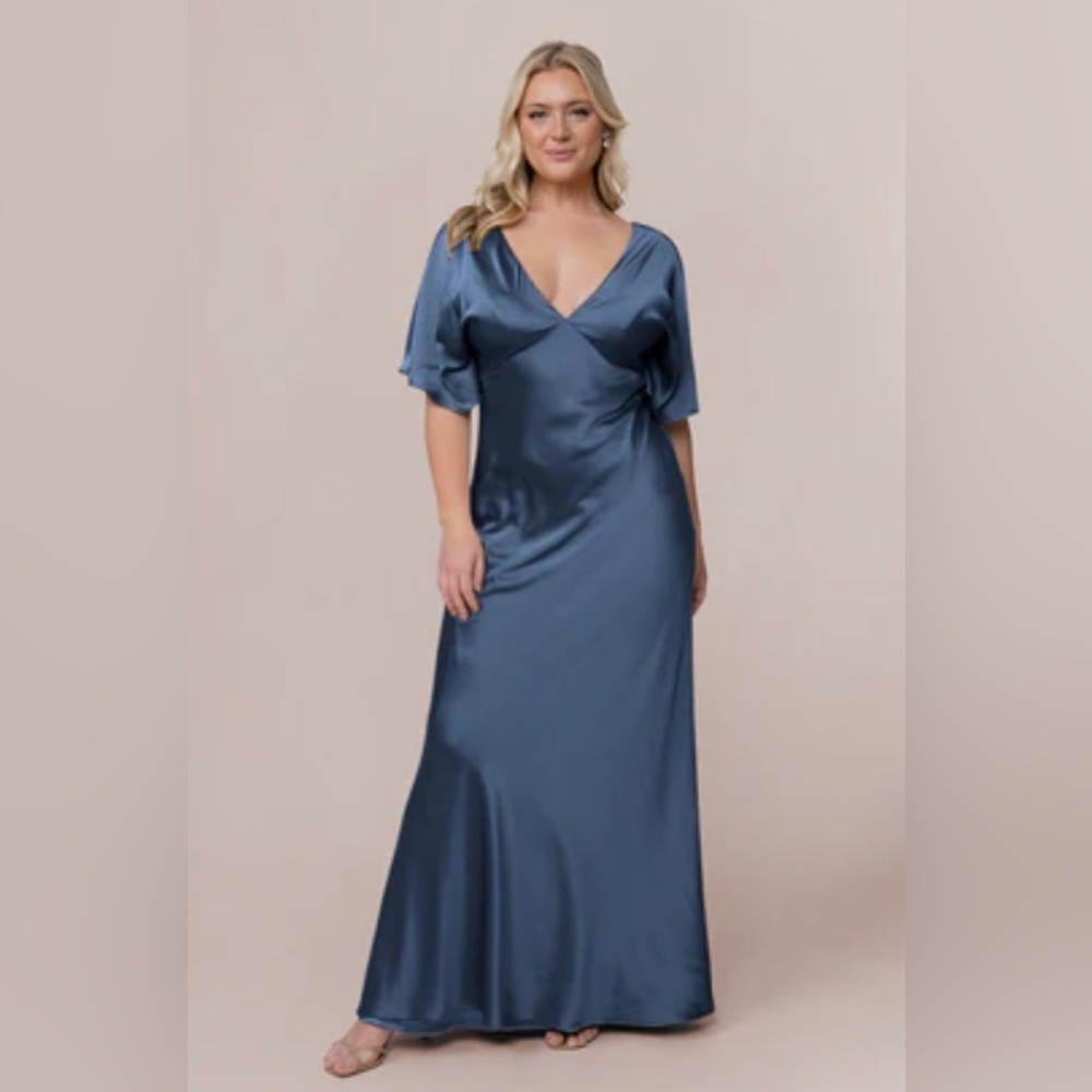 Revelry Maya Satin dress in Romantic Blue